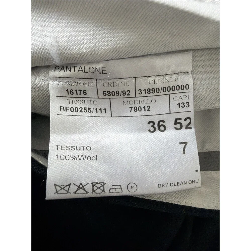 Canali Mens 35x32 IT 52 100% Wool Dress Pants Gray Check Flat Front Made N Italy - Picture 7 of 16